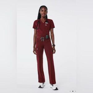 Burgundy Straight-Leg Scrubs from Figs.